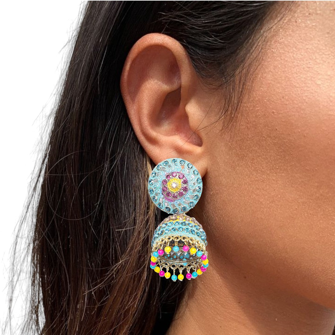 Blue Jhumki Multi Color