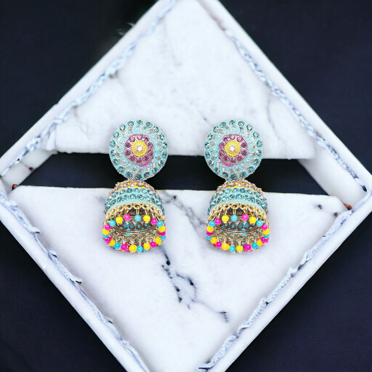 Blue Jhumki Multi Color