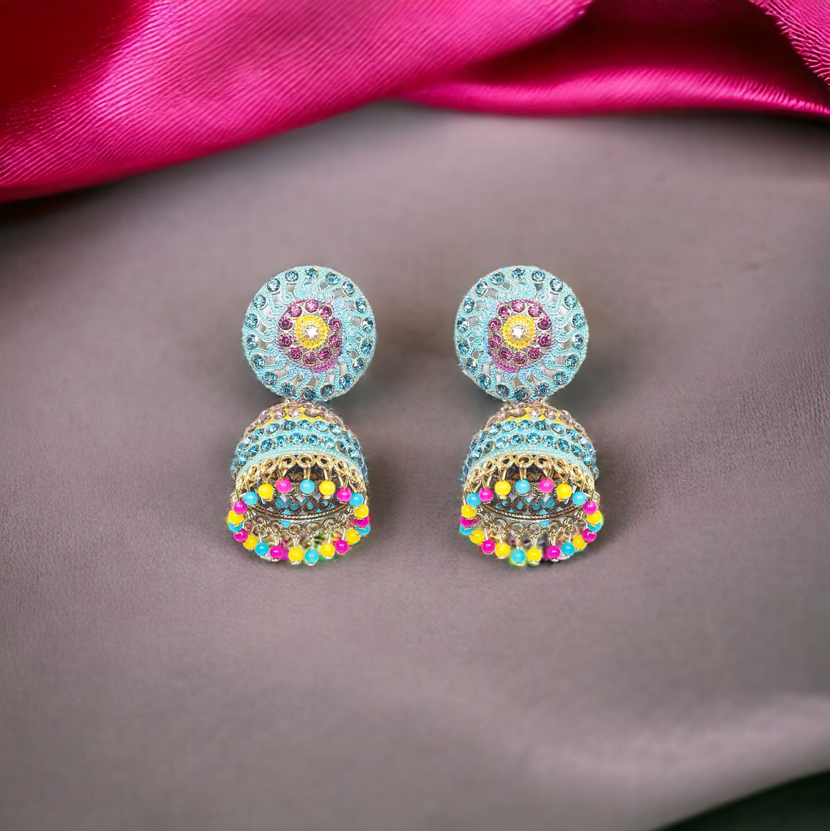 Blue Jhumki Multi Color