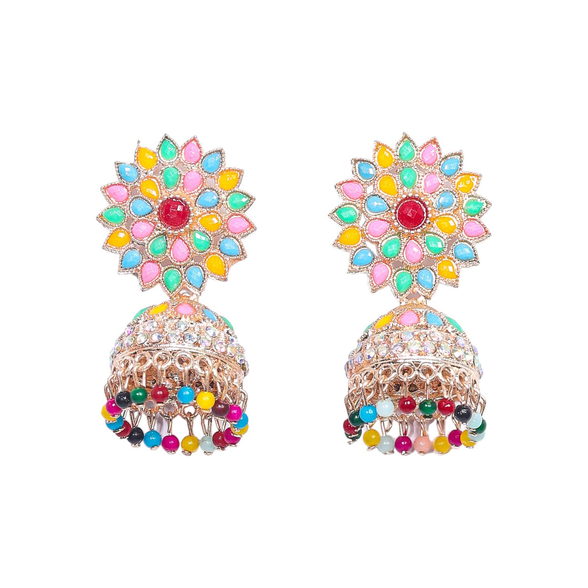 Red Kundan Multi color Jhumki